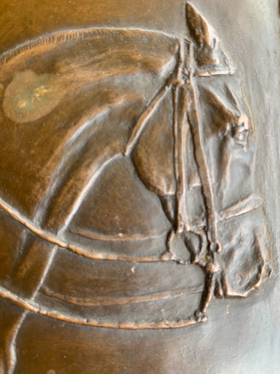 Bas Relief Bronze Cavalier époque 1920-photo-2